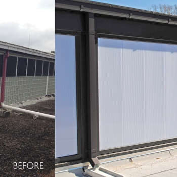 Before and After - LumiWall 40mm Vertical Translucent Polycarbonate