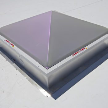 8 Custom Model ECA 48” x 48” with 9” high insulated curbs. Finish: Baked Enamel Bone White on retainers only