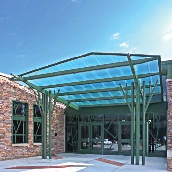 Standing Seam Canopy Skin System, 20mm Green polycarbonate