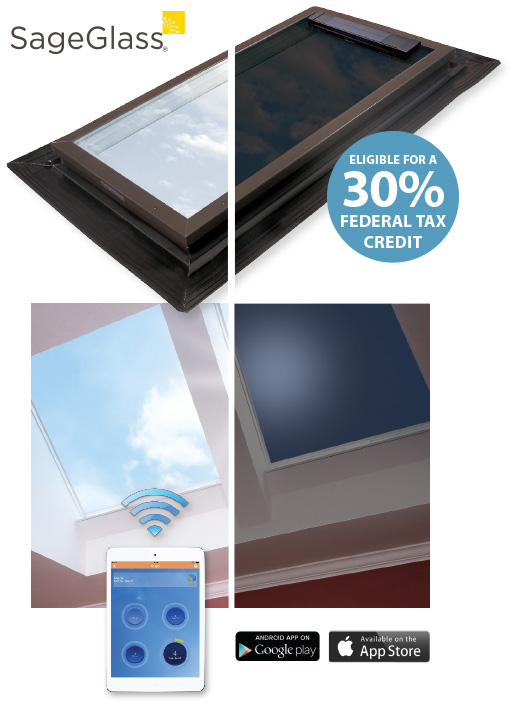SageGlass electronically tintable skylights
