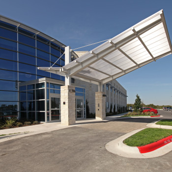 Medical Village Exterior - Standing Seam Horizon Multiwall Polycarbonate, 20mm Clear IR